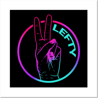 Vaporwave 80's lefty logo - the left-hander Posters and Art